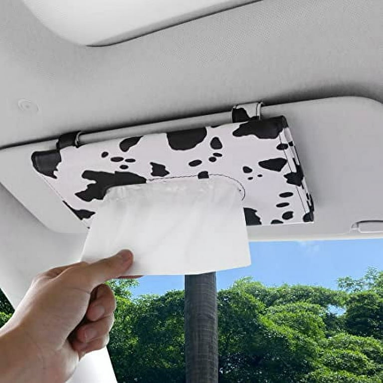 Cow Print Car Accessories for Women, Car Visor Tissue Holder, Car