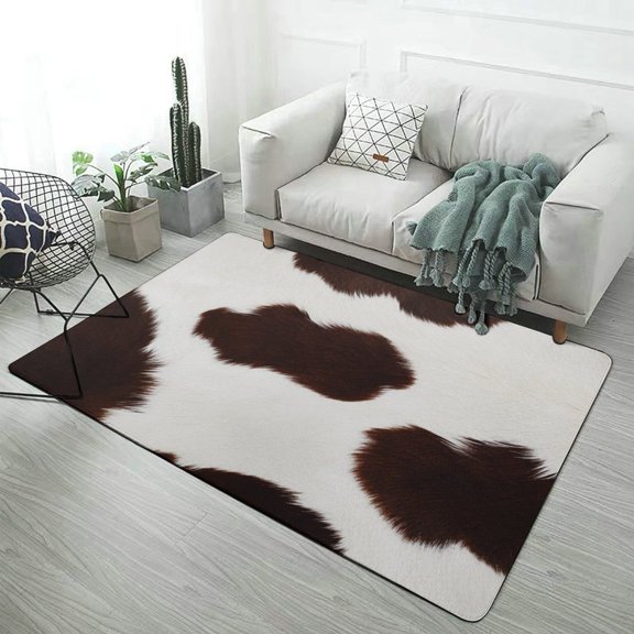 Cow Print Carpet Soft Comfy Rug for Home Living Room Bedroom Area Rug Non-slip Doormat Decor