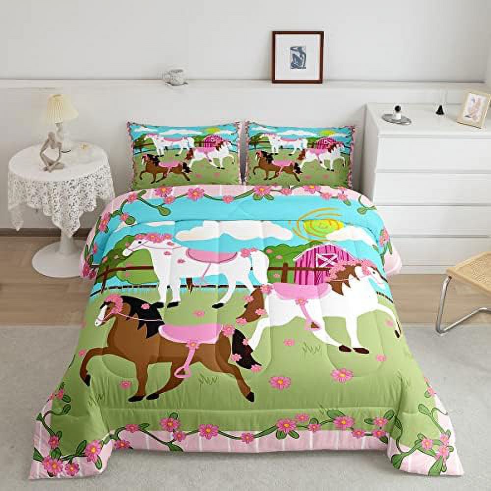 Cow Print Comforter Set Milk Cow Floral Pink Bedding Set for Boys Girls