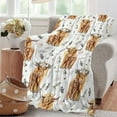 thumbnail image 1 of Cow Print Cozy Flannel Throw Blanket, Cute Farm Animal Blanket with Elegant Floral Accents, Soft Plush Blanket for Sofa Bed Picnic, Home Decor Warm Throw Blanket, White, 39.37*27.56in, 1 of 6