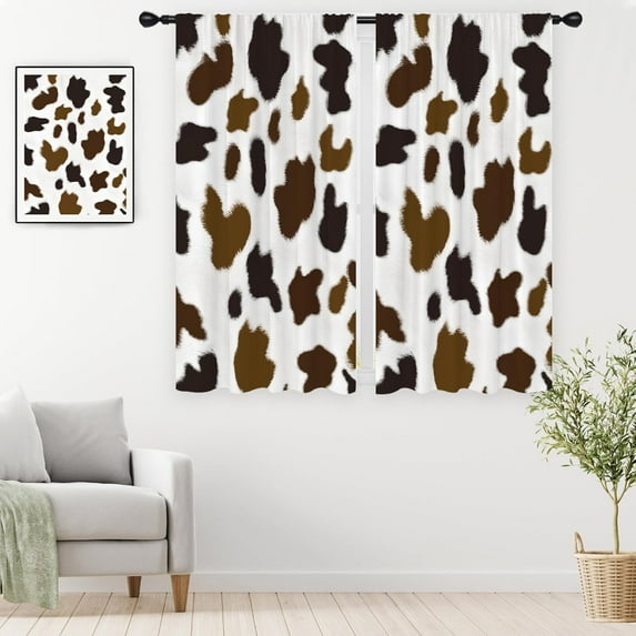 Cow Print Curtains Western Animal Black and White Cute Nursery Kids Cowhide 42x63 Inch Rod Pocket for Bedroom Living Dining Room Decor Window Drapes Treatment Fabric 2 Panels