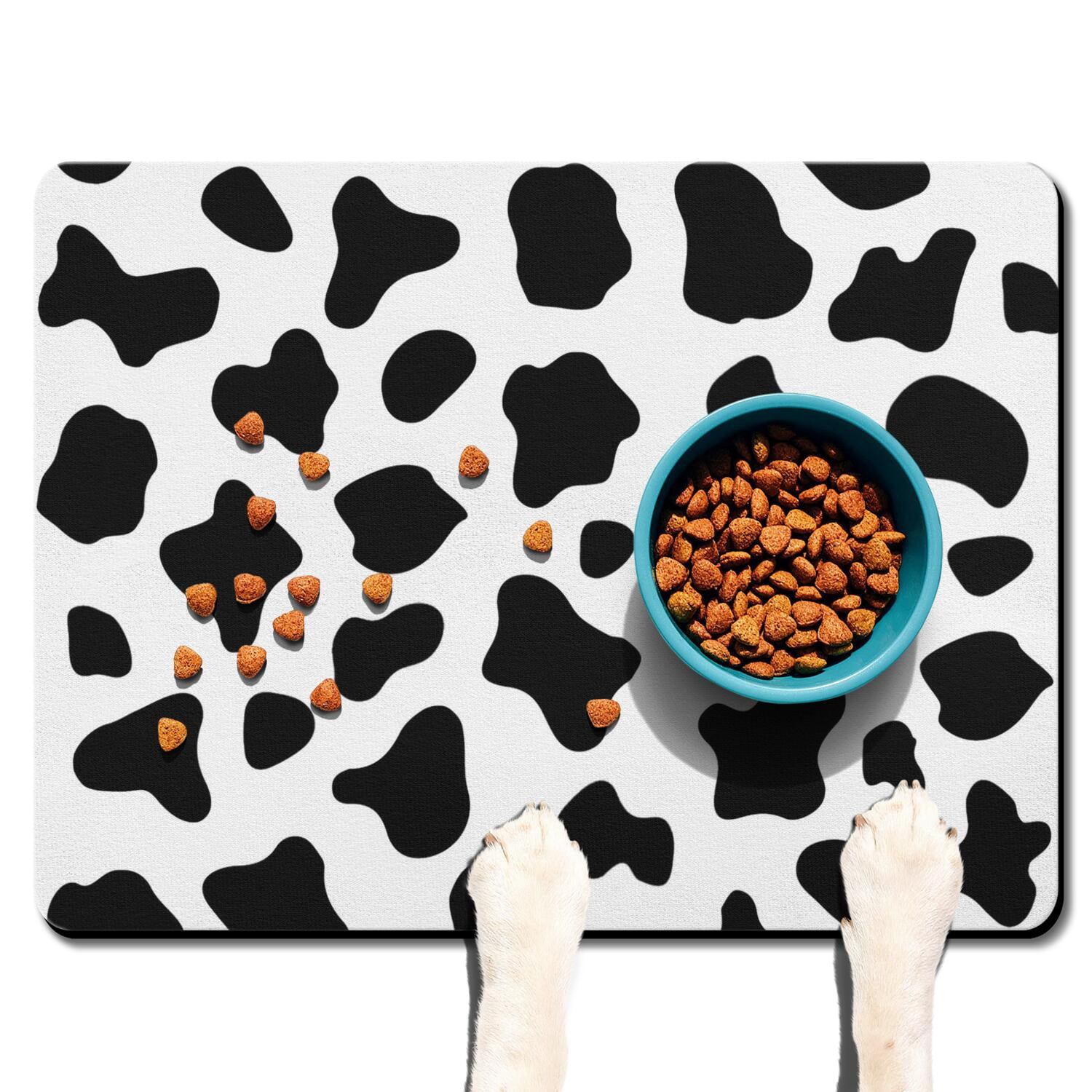 Curated visual reference: Gallery Detail: Cow Print Dog Food Mat With Durable Waterproof Backing