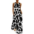 thumbnail image 1 of Cow Print Dress Animal Hide Elegant Maxi Dress V Neck Printed Casual Long Dresses Streetwear Oversized Vestido, 1 of 6