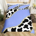 Cow Print Duvet Cover Set, Black White Cow Fur Comforter Cover, Gold