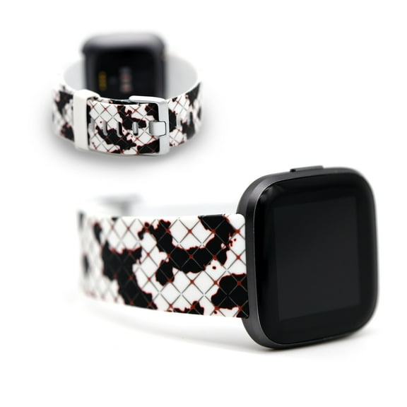 Cow Print FitBit Versa 2 Bands for Men, Red Cow Print Replacement Fit Bit Versa Lite Bands with Animal Print