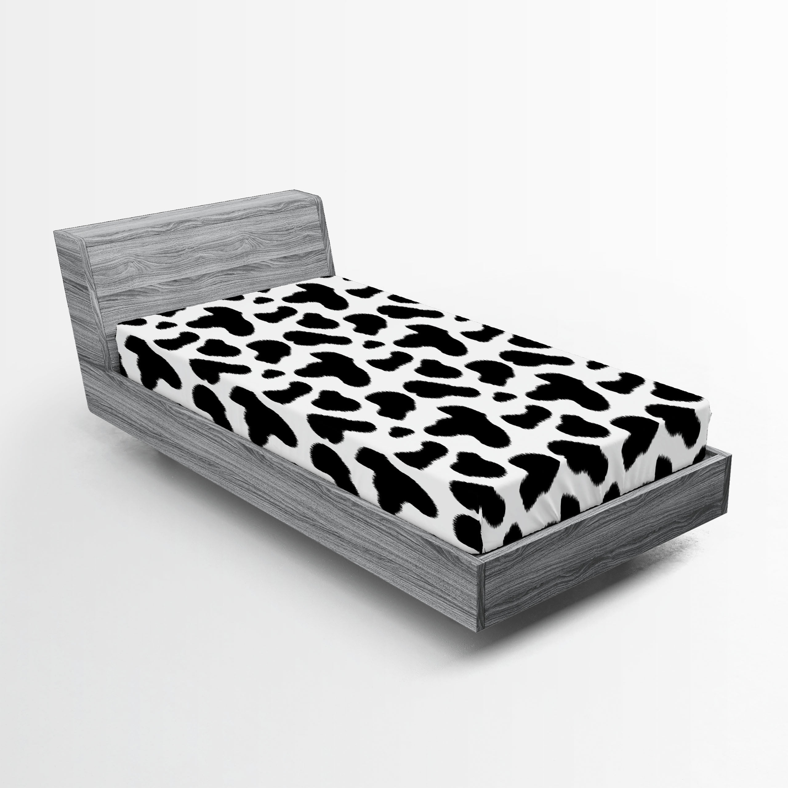 Cow Print Fitted Sheet, Animal Hide Pattern Spots Farm Life Cattle