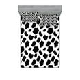 thumbnail image 1 of Cow Print Fitted Sheet & Pillow Sham Set, Cattle Skin Pattern Scattered Spots Animal Hide Plain and Pasture Theme, Decorative Printed 6 Piece Bedding Decor Set, King, White Black, by Ambesonne, 1 of 3