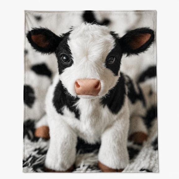 Cow Print Fleece Blanket - Soft Polyester Throw for Couch, Sofa & Travel, Cozy All-Season Animal Print Throw, Machine Washable, Gift Idea