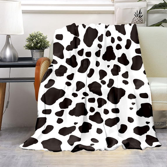Cow Print Fleece Blanket Throw Blanket for Couch Soft Fuzzy Plush Cow Blankets & Throws Lightweight Warm Blankets for Bedroom Living Room 60"x50", Cow Decor Gifts for Girls Boys Adults Christmas
