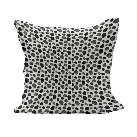 Cow Print Fluffy Throw Pillow Cushion Cover, Black and White Striped Dots with Abstract Style Farm Animal Hide Agriculture, Decorative Square Accent Pillow Case, 28" x 28", Black White, by Ambesonne