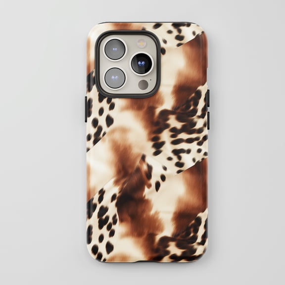 Cow Print For All iPhone Series Protective Phone Case Animal Pattern Brown White