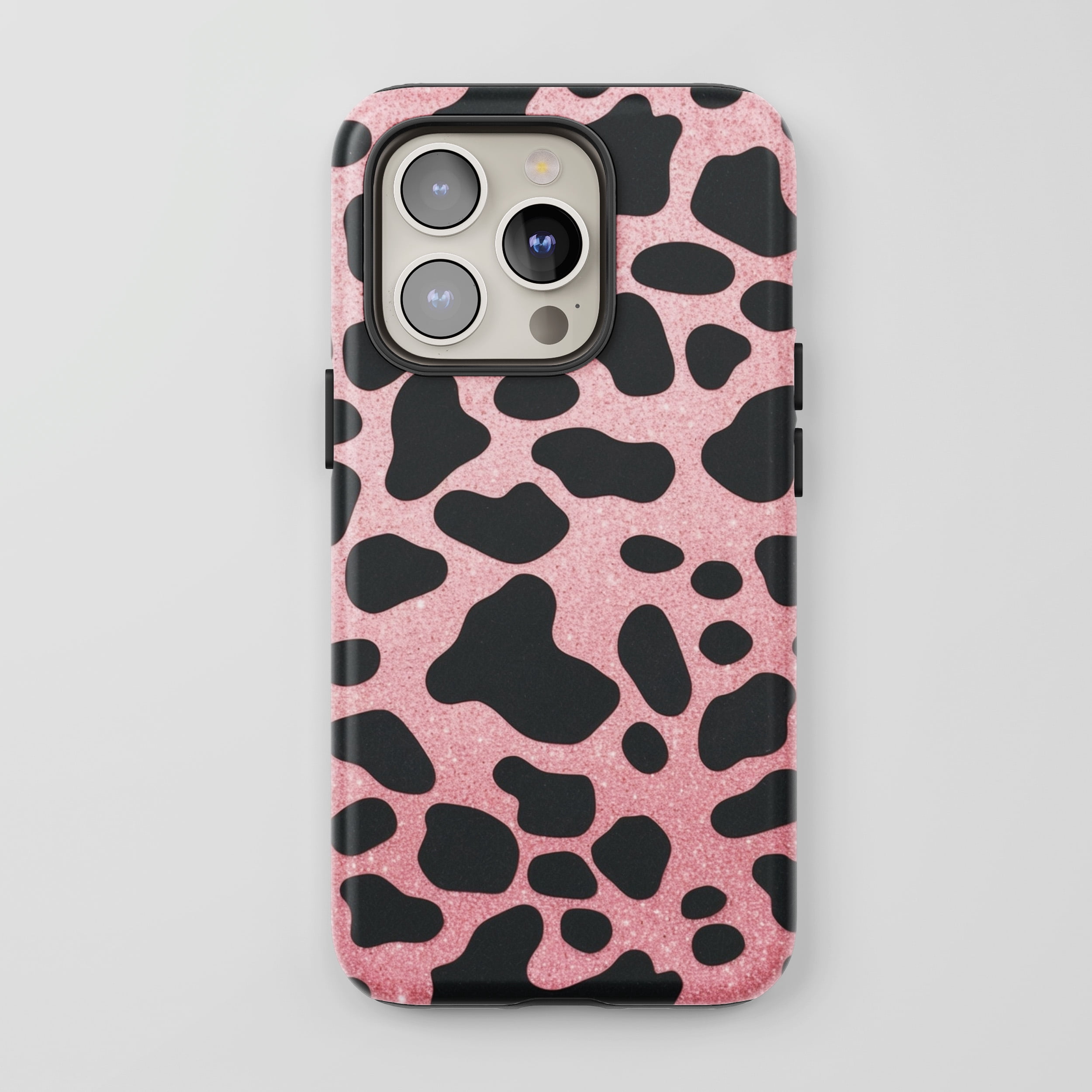 Cow Print For All iPhone Series Protective Phone Case Glitter Pink ...