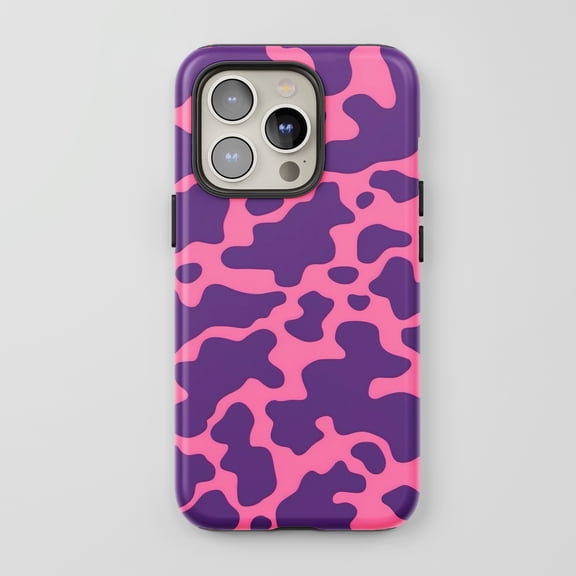 Cow Print For All iPhone Series Protective Phone Case Groovy Aesthetic Pink Purple