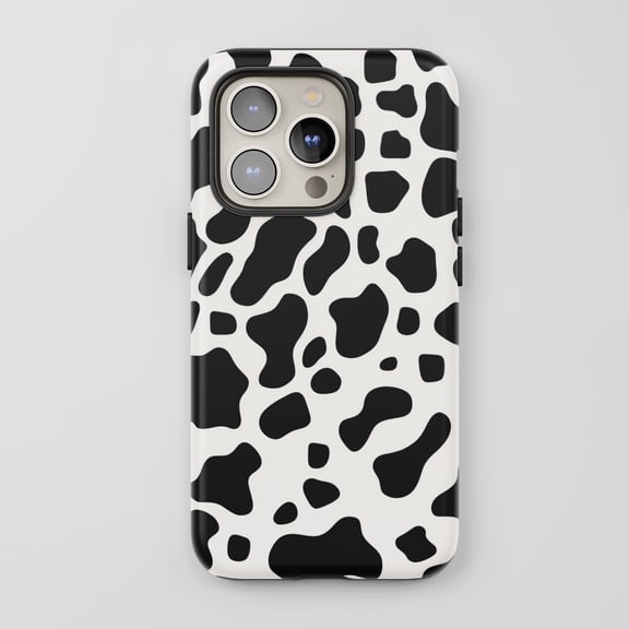 Cow Print For All iPhone Series Tough Phone Case Animal Pattern Black White