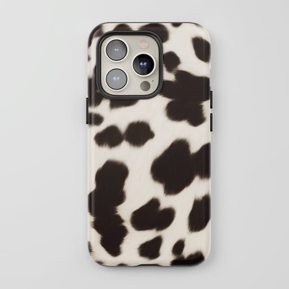 Cow Print For All iPhone Series Tough Phone Case Animal Print Black White