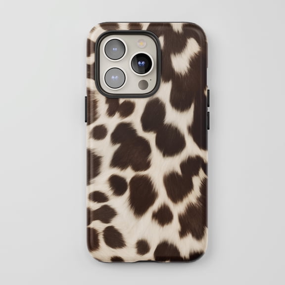 Cow Print For iPhone Protective Phone Case Animal Print Design Brown White
