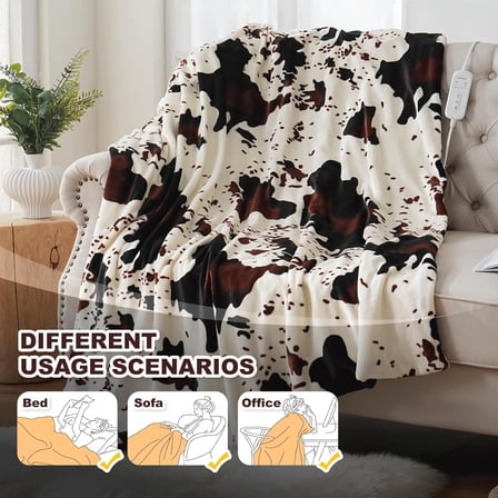 Cow Print Heated Electric Blanket