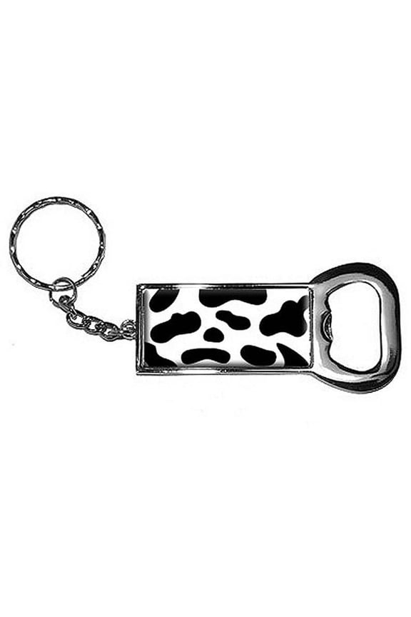 Cow Print Keychain Key Chain Ring Bottle Bottlecap Opener