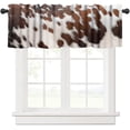 thumbnail image 1 of Cow Print Kitchen Valance Curtain,Rustic Western Cow Fur Skin Print Short Drapes Living Room Bedroom Cafe Rod Pocket Window Treatment 1 Panels Set 54" W x 18" L Inch, 1 of 6