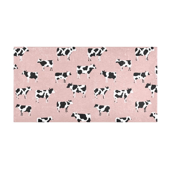 Cow Print Pattern Bath Mat 39x20 Inch Soft Absorbent Non-Slip Plush Bathroom Rug for Floor