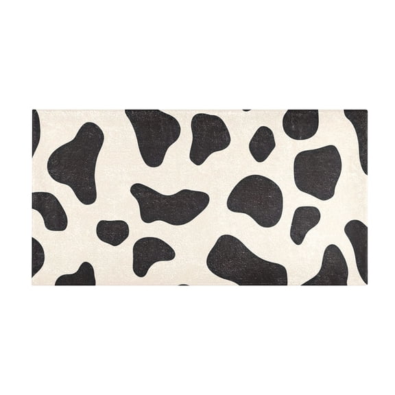 Cow Print Pattern Bath Mat 39x20 Inch Soft Absorbent Non-Slip Plush Bathroom Rug for Floor