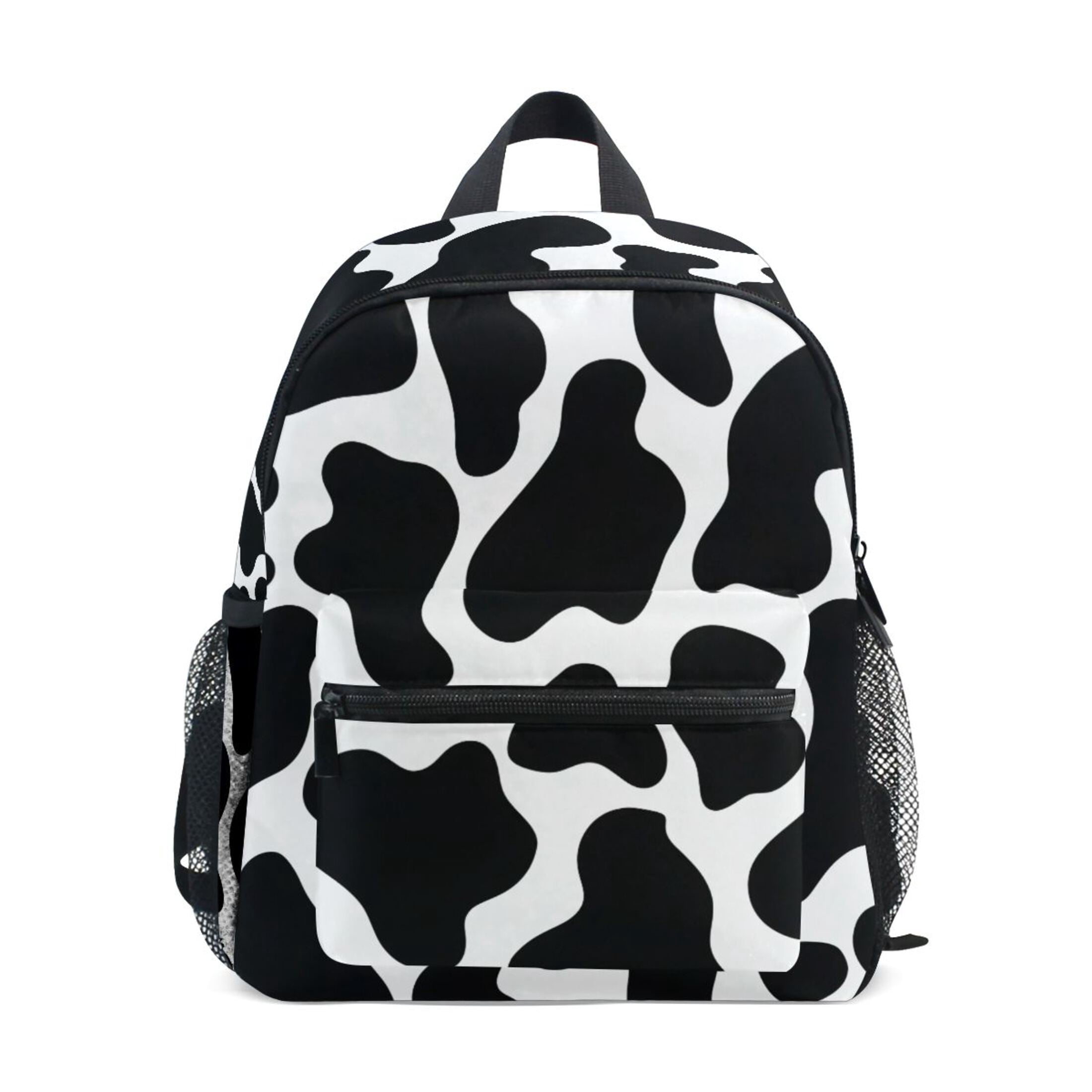 Cow Print Pattern Mini Backpack Cute Small Backpack with Chest Strap and Whistle Ages 3-8