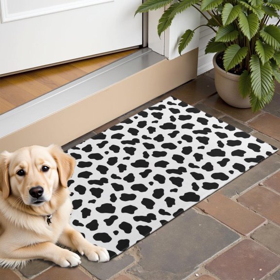 Cow Print Pattern Washable Non Slip Indoor Door Mat, Decorative Entry Rug for Entrance, Bedroom, Kitchen, Bathroom, 16"x24"