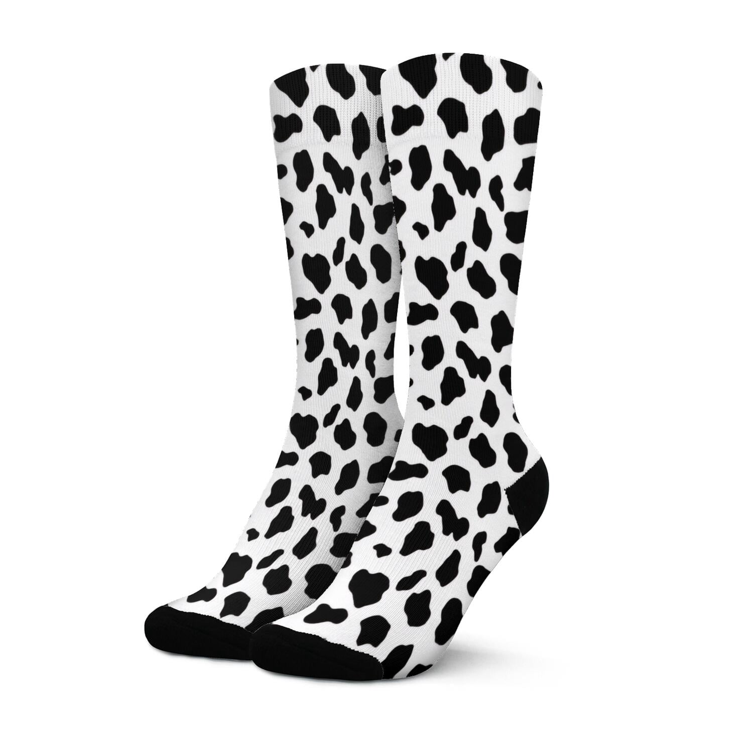 Cow Print Pattern Women's Crew Socks, Mid-calf Polyester Running ...