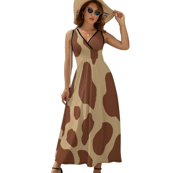 Cow Print Pictures Dress Fashion Boho Beach Long Dresses Female Party Printed Maxi Dress
