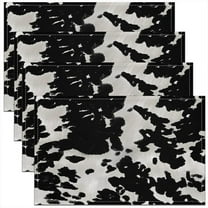 Cow Print Placemats 12"x18",Black White Table Place Mats Set of 4,Cartoon Milk Cow Animal Farmhouse Indoor Outdoor Kitchen Dinner Party Decor Table Mats