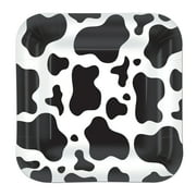Cow Print Plates 7"Square-Shaped - 12 Pack(8 Per Package)