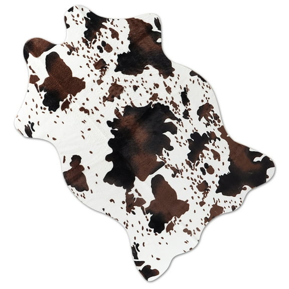 Cow Print Rug - 3.6x2.5 Feet Cow Hide Rugs Faux Cowhide Rug Cute Area Rug Fun Western Room Decor Cow Rugs for Living Room Bedroom Non-Slip Brown(43 inches x 29 inches)