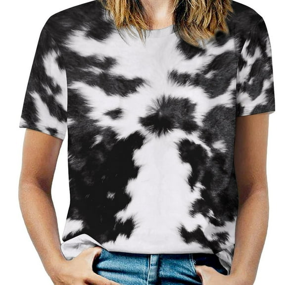 Cow Print Rug Women's Short Sleeve Tops Casual Blouses T Shirt