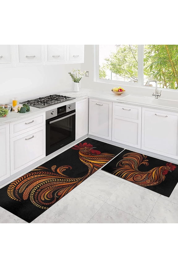 Cow Print Rugs for Kitchen Floor, Farmhouse Kitchen Mats Cushioned Anti Fatigue 2 Piece Set, Memory Foam Kitchen Mat Set of 2 and Kitchen Runner Rug Washable for Home Kitchen Decor 17"x30"+17"x47"