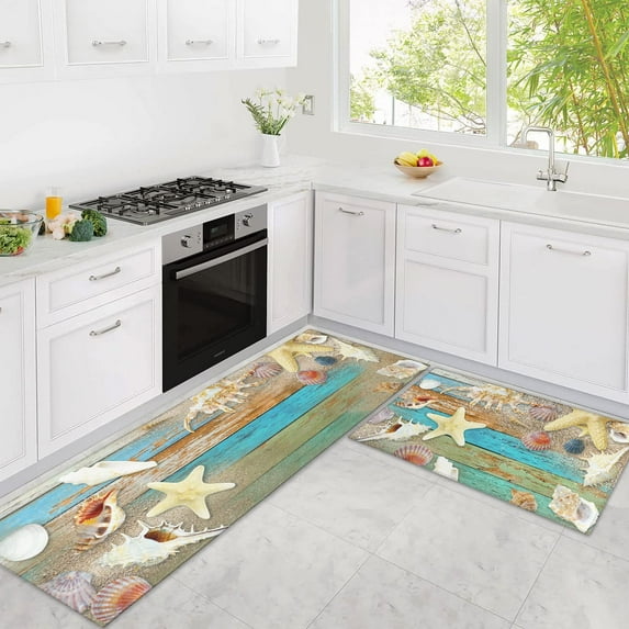 Cow Print Rugs for Kitchen Floor, Farmhouse Kitchen Mats Cushioned Anti Fatigue 2 Piece Set, Memory Foam Kitchen Mat Set of 2 and Kitchen Runner Rug Washable for Home Kitchen Decor 17"x30"+17"x47"