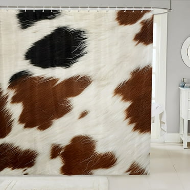 Cow Print Shower Curtain 72"W x 72"L for Bathroom,Rustic Western Cowhide Bathroom Curtain,Farmhouse Animal Waterproof Bathroom Curtains,Cute Cow Fabric Shower Curtain