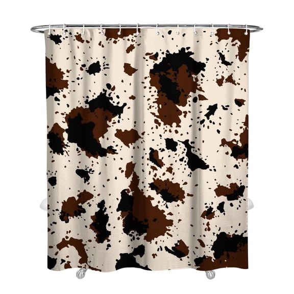 Cow Print Shower Curtain, Waterproof Fabric Bathroom Curtain with Plastic Hooks, Machine Washable Country Farmhouse Black and White Cow Pattern, Rustic Vintage Animal Art Decor