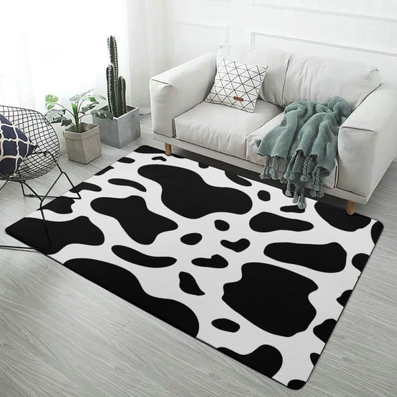 Cow Print Soft Comfy Area Rugs Carpet Suitable Flannel for Living Room Kitchen Bedroom Laundry Room Home Decorations