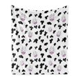 thumbnail image 1 of Cow Print Soft Flannel Fleece Blanket, Animal Cow Hide Pattern Doodle Cartoon Children Drawing Farming Husbandry, Cozy Plush for Indoor and Outdoor Use, 50" x 70", Black White Lilac, by Ambesonne, 1 of 5