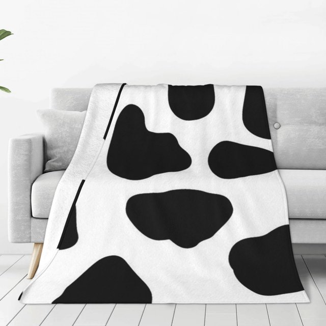 Cow Print Soft Sofa Throw Blanket Warm Flannel Fleece Plush Blanket As