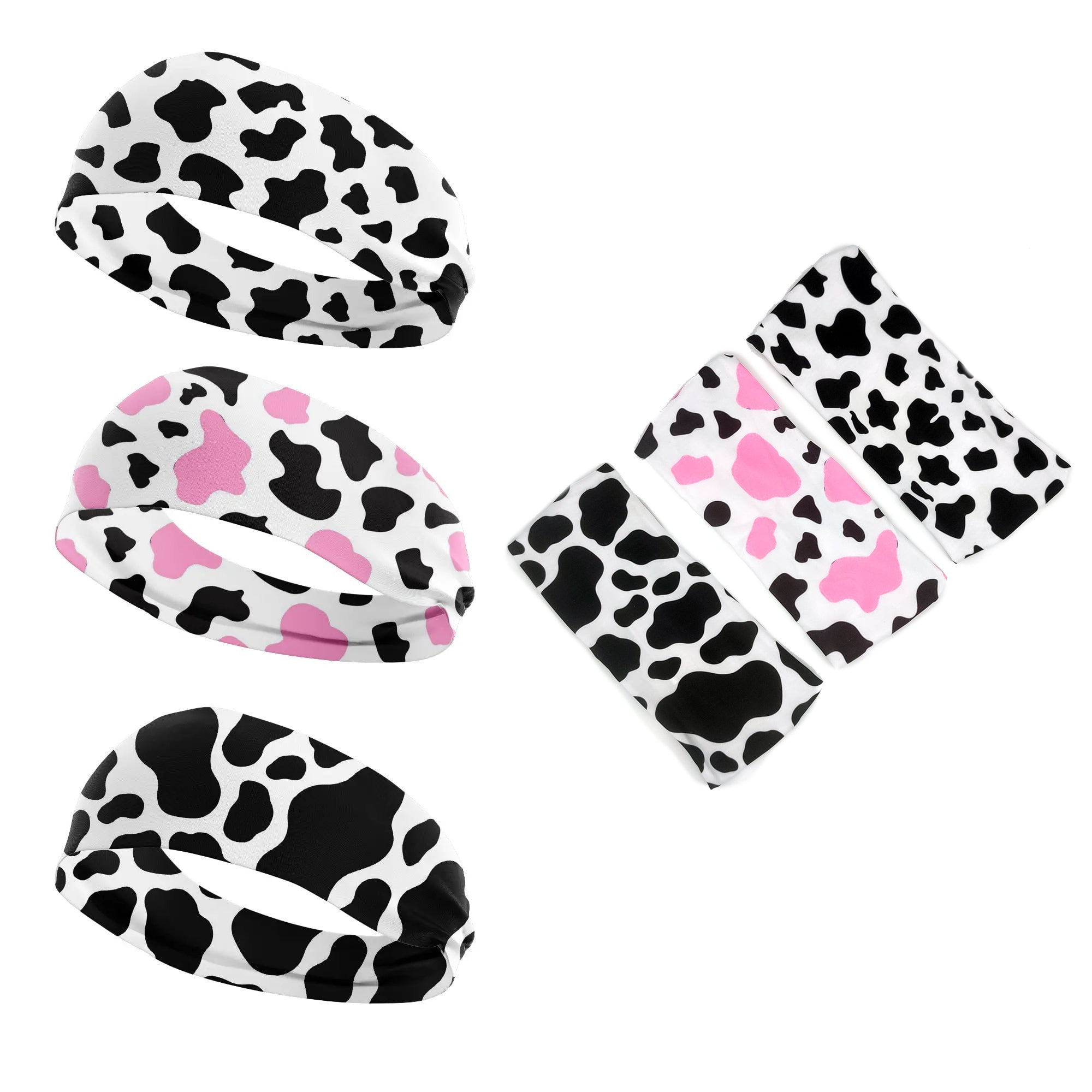 Cow Print Spa Headbands 3 PACK for Women, Skincare Headbands, Face Wash