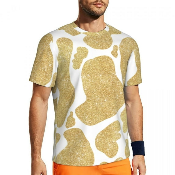 Cow Print Spots T-Shirt Mens Black And White Animal Funny Gym T-Shirts Breathable Summer