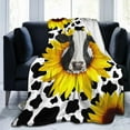 thumbnail image 1 of Cow Print Sunflower Throw Blanket Flannel Fleece Bed Blanket Cozy Air Conditioning Blanket Plush Blanket for Bedroom Living Sofa Car 60"x50", 1 of 6