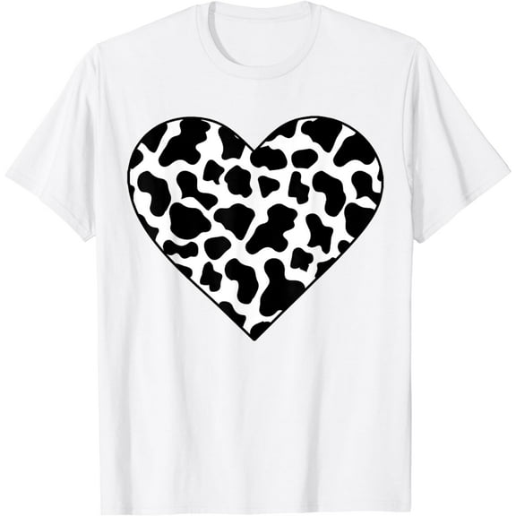 Cow-Print T-Shirt Heart Cute Farm Mom Mothers Day Kids Women T-Shirt