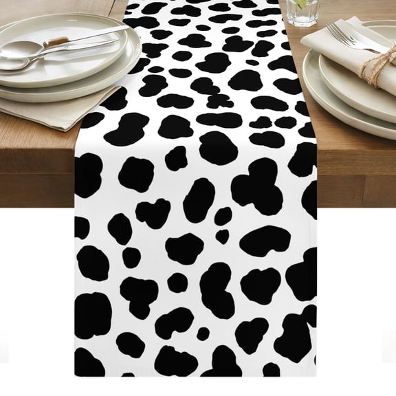Cow Print Table Runner Farmhouse Animals Cowhide County Rustic Tablerunners 13 x 60 Inch, Table Decorations Tabletop Scarf for Summer Gathering Holiday Farmhouse Kitchen Dining Decor