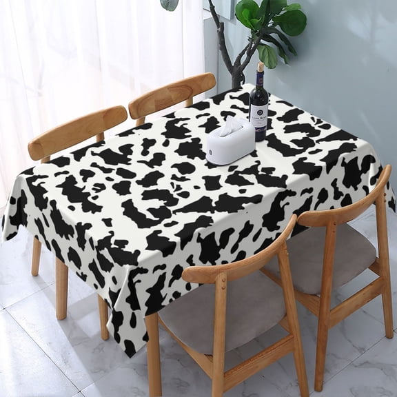 Cow Print Tablecloth Rectangular Table Cover 54 X 72 Inches Anti-Wrinkle Waterproof Table Cloth Decor for Dining Kitchen Outdoor Camping Picnic Buffet Party