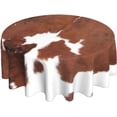 thumbnail image 1 of Cow Print Tablecloth Round 60 Inch Vinyl Spring Cowhide Table Cloths for Parties Waterproof Fabric Brown Animal Print Tablecloths Decorative for Holiday Home Party Wedding Picnic, 1 of 6