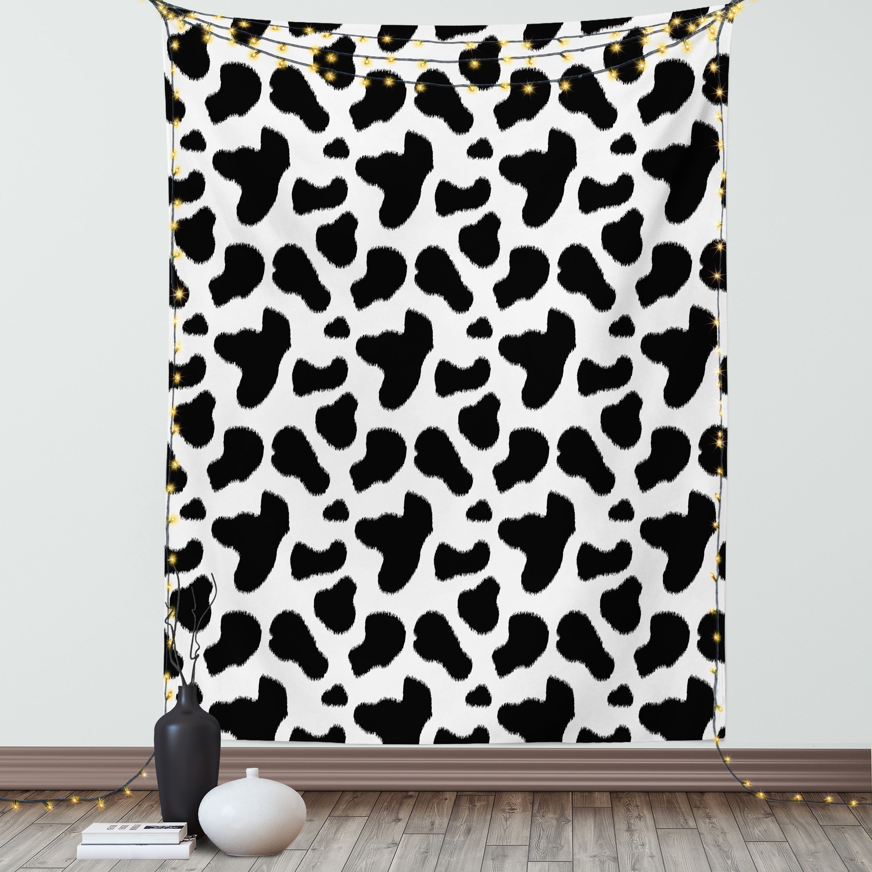 Cow Print Tapestry, Cow Hide Pattern with Spots Farm Life with Cattle