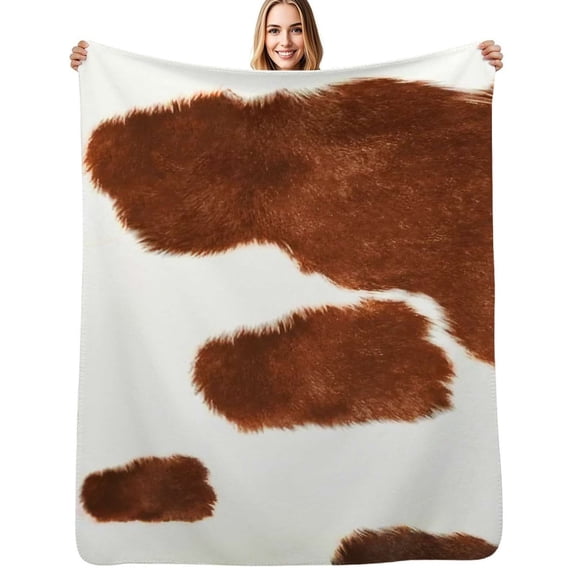 Cow Print Texture Flannel Blanket Warm Soft Bedding Throws Winter Camping Chair Sofa Bed