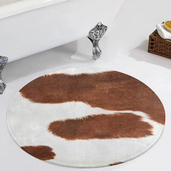 Cow Print Texture Round Carpet Circle Rug Outdoor Patio Area Rug Washable Large Area Rugs Hallway Room Decor Fitness Mats